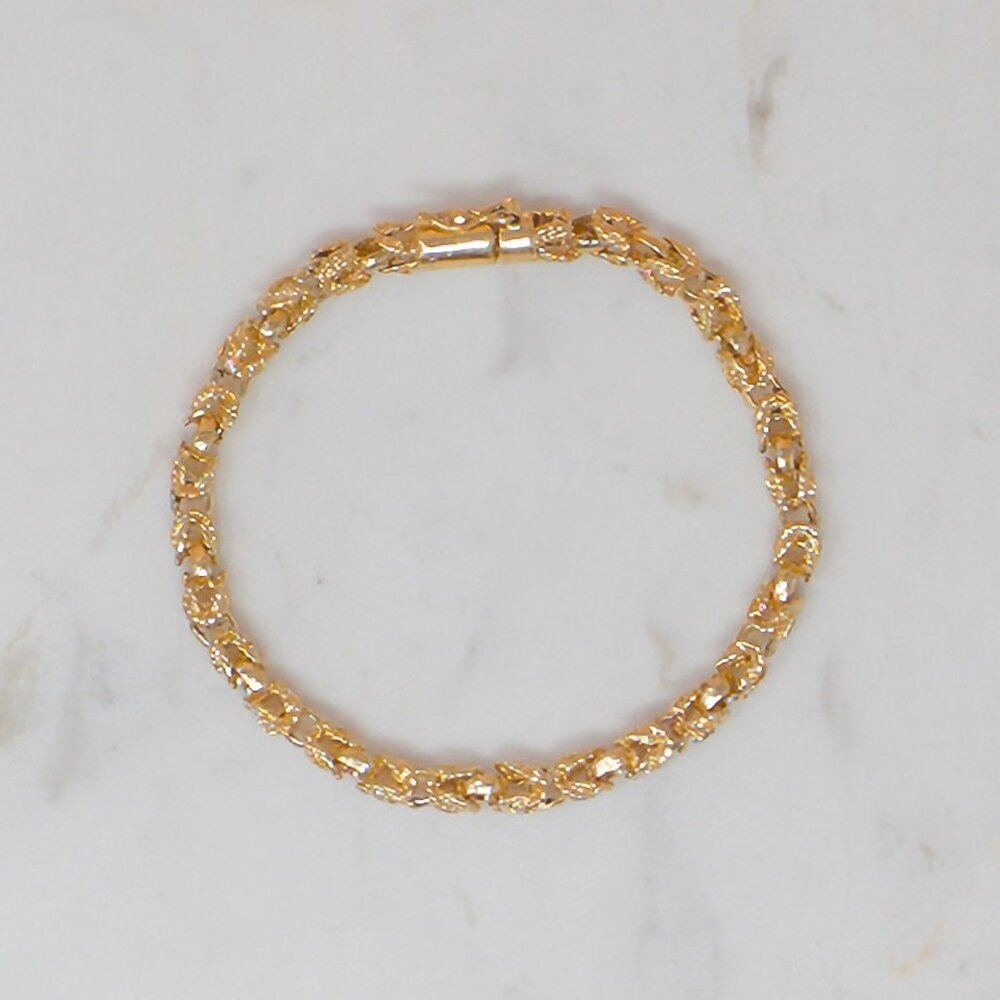 14K Byzantine Style Gold Bracelet 7" 14.9g Classic Link